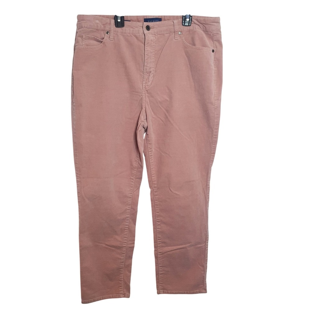 Talbots Womens Corduroy Pants 16P High‎ Waist Straight Leg Cotton Pink Bottoms